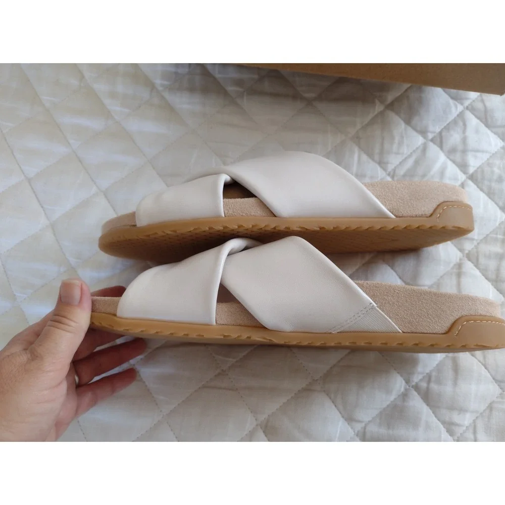 New VIONIC Etna Slide Sandal Sea Salt Leather Sz US 9.5 Minimalist Comfort